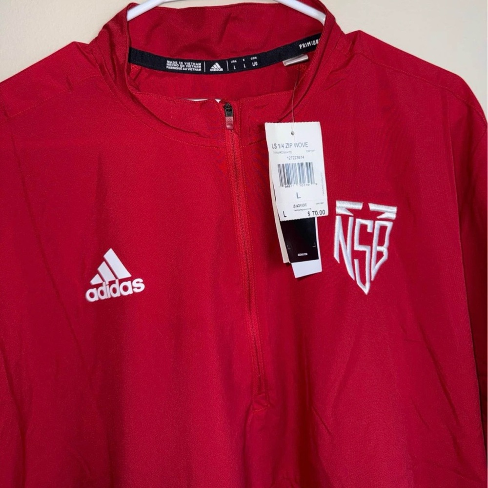 Adidas Nebraska Red Shrine Bowl Football Husker 1/4 Zip Jacket Shirt Large NWT - Picture 4 of 6